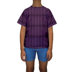 Plaid Purple Kids  Short Sleeve Swimwear by Alisyart