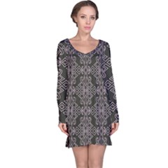 Line Geometry Pattern Geometric Long Sleeve Nightdress