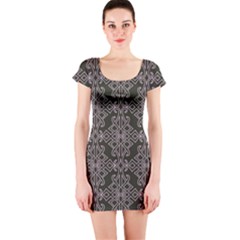 Line Geometry Pattern Geometric Short Sleeve Bodycon Dress