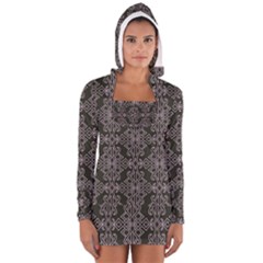 Line Geometry Pattern Geometric Women s Long Sleeve Hooded T-shirt