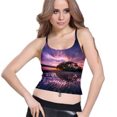 Landscape Reflection Waves Ripples Spaghetti Strap Bra Top by Amaryn4rt