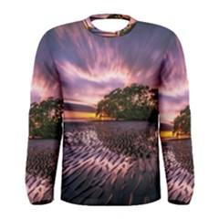 Landscape Reflection Waves Ripples Men s Long Sleeve Tee by Amaryn4rt