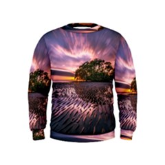 Landscape Reflection Waves Ripples Kids  Sweatshirt by Amaryn4rt