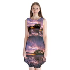 Landscape Reflection Waves Ripples Sleeveless Chiffon Dress   by Amaryn4rt