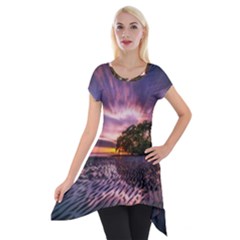 Landscape Reflection Waves Ripples Short Sleeve Side Drop Tunic by Amaryn4rt