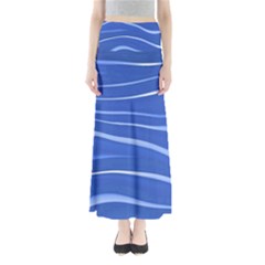 Lines Swinging Texture  Blue Background Maxi Skirts by Amaryn4rt
