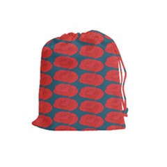 Rose Repeat Red Blue Beauty Sweet Drawstring Pouches (large) 