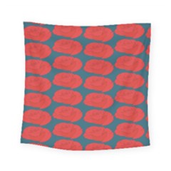 Rose Repeat Red Blue Beauty Sweet Square Tapestry (small) by Alisyart