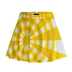 Weaving Hole Yellow Circle Mini Flare Skirt by Alisyart