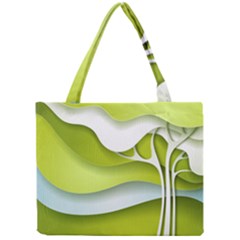 Tree Wood  White Green Mini Tote Bag by Alisyart
