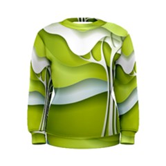 Tree Wood  White Green Women s Sweatshirt