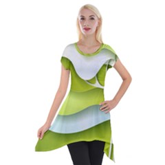 Tree Wood  White Green Short Sleeve Side Drop Tunic by Alisyart