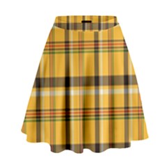 Plaid Yellow Line High Waist Skirt