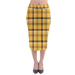 Plaid Yellow Line Midi Pencil Skirt by Alisyart