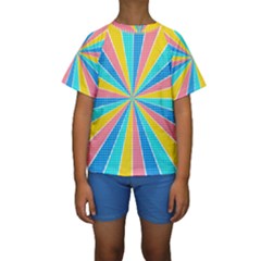 Rhythm Heaven Megamix Circle Star Rainbow Color Kids  Short Sleeve Swimwear by Alisyart