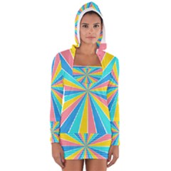 Rhythm Heaven Megamix Circle Star Rainbow Color Women s Long Sleeve Hooded T-shirt