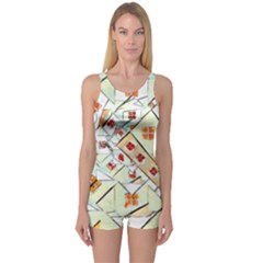 Multicolor Abstract Painting  One Piece Boyleg Swimsuit by GabriellaDavid