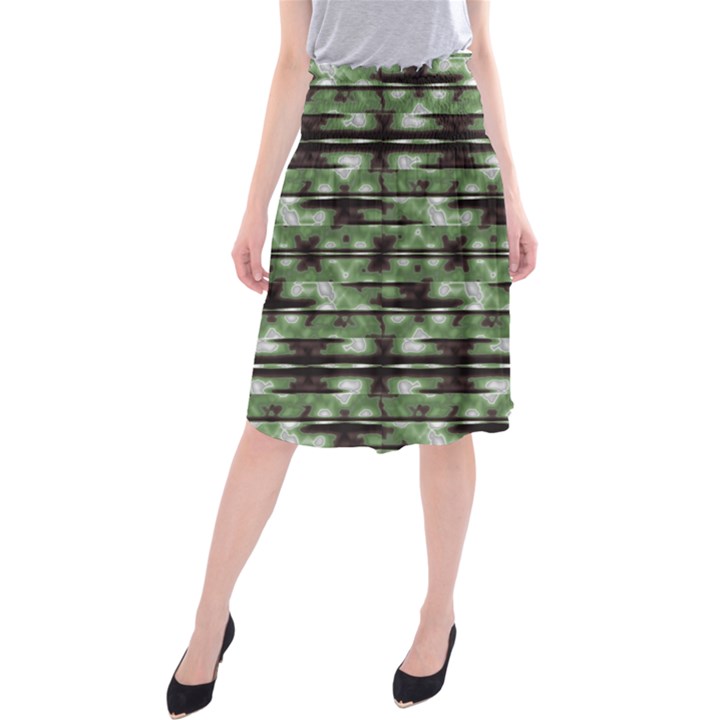 Stripes Camo Pattern Print Midi Beach Skirt