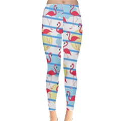 Flamingo Pattern Leggings  by Valentinaart