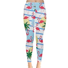 Flamingo Pattern Leggings  by Valentinaart