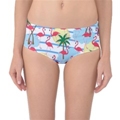 Flamingo Pattern Mid-waist Bikini Bottoms by Valentinaart