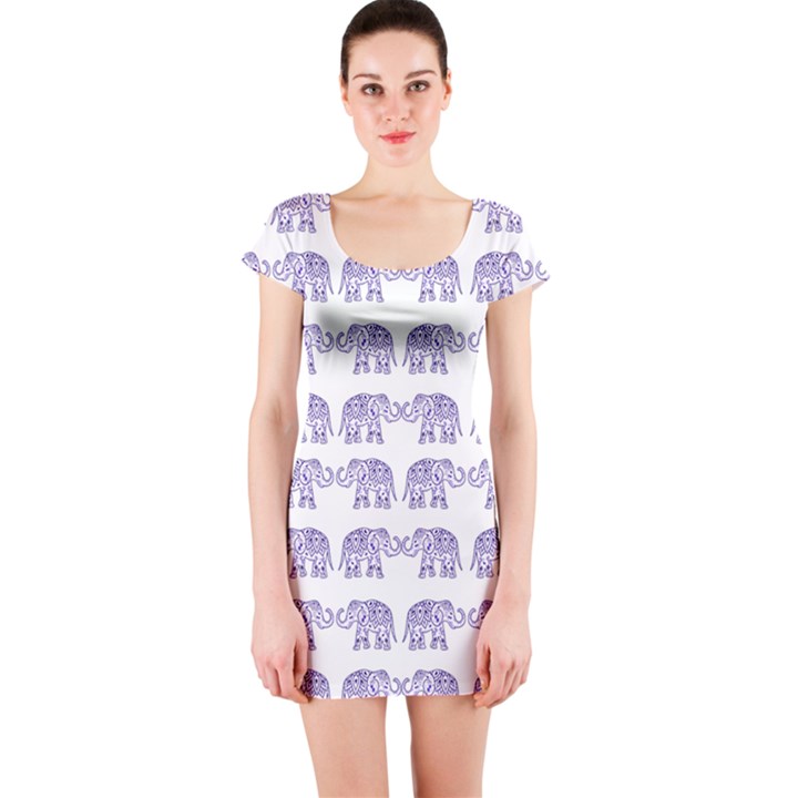 Indian elephant pattern Short Sleeve Bodycon Dress