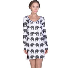 Indian Elephant Pattern Long Sleeve Nightdress by Valentinaart