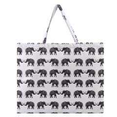 Indian Elephant Pattern Zipper Large Tote Bag