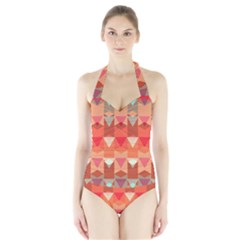 Multicolor Geometric Design  Halter Swimsuit by GabriellaDavid
