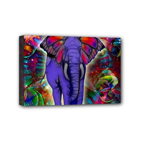 Abstract Elephant With Butterfly Ears Colorful Galaxy Mini Canvas 6  X 4  by EDDArt