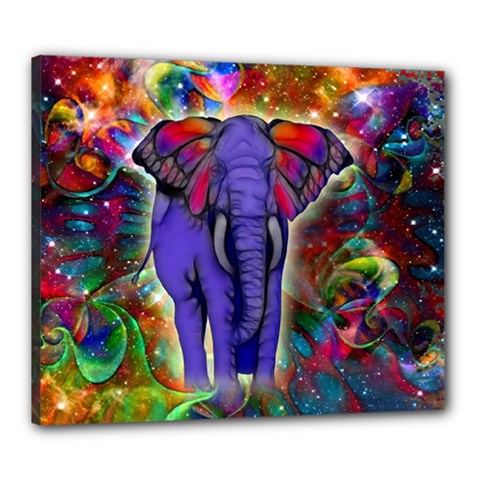 Abstract Elephant With Butterfly Ears Colorful Galaxy Canvas 24  X 20  by EDDArt