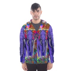 Abstract Elephant With Butterfly Ears Colorful Galaxy Hooded Wind Breaker (men) by EDDArt