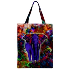 Abstract Elephant With Butterfly Ears Colorful Galaxy Zipper Classic Tote Bag by EDDArt