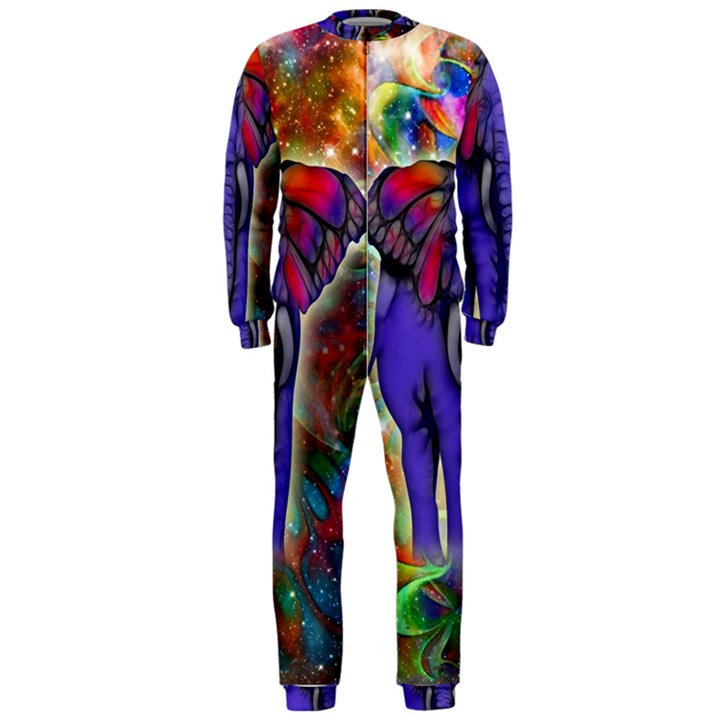 Abstract Elephant With Butterfly Ears Colorful Galaxy OnePiece Jumpsuit (Men) 