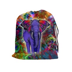 Abstract Elephant With Butterfly Ears Colorful Galaxy Drawstring Pouches (extra Large) by EDDArt