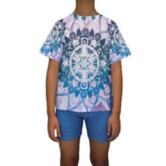 Mandalas Symmetry Meditation Round Kids  Short Sleeve Swimwear by Amaryn4rt