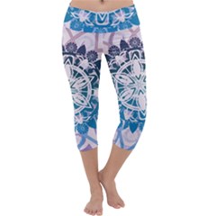 Mandalas Symmetry Meditation Round Capri Yoga Leggings by Amaryn4rt