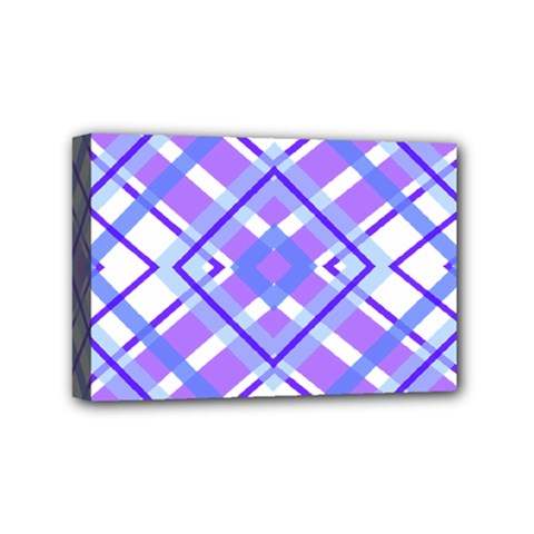 Geometric Plaid Pale Purple Blue Mini Canvas 6  x 4 