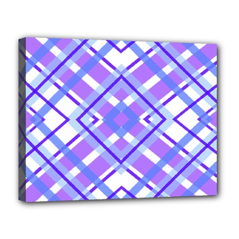 Geometric Plaid Pale Purple Blue Canvas 14  X 11  by Amaryn4rt