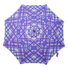 Geometric Plaid Pale Purple Blue Hook Handle Umbrellas (small)