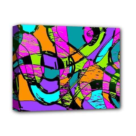 Abstract Art Squiggly Loops Multicolored Deluxe Canvas 14  X 11  by EDDArt