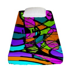 Abstract Art Squiggly Loops Multicolored Fitted Sheet (single Size) by EDDArt