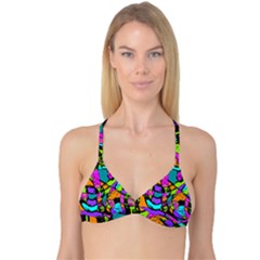 Abstract Art Squiggly Loops Multicolored Reversible Tri Bikini Top by EDDArt