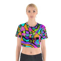 Abstract Art Squiggly Loops Multicolored Cotton Crop Top by EDDArt