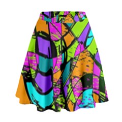 Abstract Art Squiggly Loops Multicolored High Waist Skirt by EDDArt