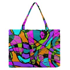 Abstract Art Squiggly Loops Multicolored Medium Zipper Tote Bag by EDDArt