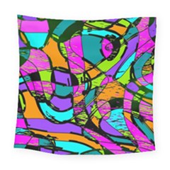 Abstract Art Squiggly Loops Multicolored Square Tapestry (large) by EDDArt