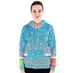 Rainbow Background Border Colorful Women s Zipper Hoodie by Amaryn4rt