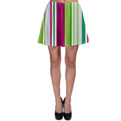 Beautiful Multi Colored Bright Stripes Pattern Wallpaper Background Skater Skirt