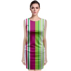 Beautiful Multi Colored Bright Stripes Pattern Wallpaper Background Sleeveless Velvet Midi Dress by Amaryn4rt